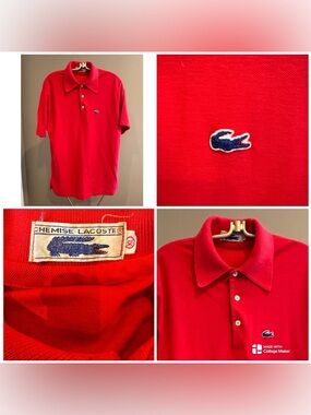 VINTAGE 60s  Chemise Izod Lacoste Blue Croc Polo Shirt